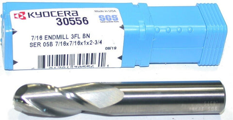 Kyocera 30556 7/16" Carbide Ball Endmill 3FL 7/16" Shank New