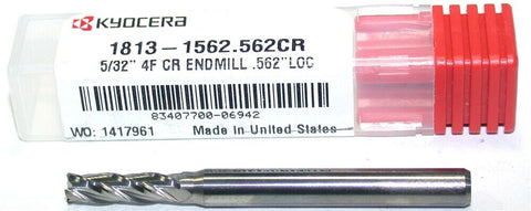 Kyocera 1813-1562.562CR 5/32" Carbide Endmill 4FL 3/16" Shank New