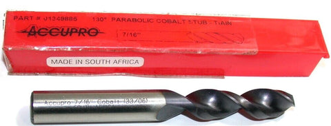 Accupro 1349885 7/16" Parabolic Flute Cobalt Machine Drill Bit TiAlN Coated