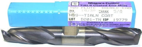 Niagara 19/32" diameter TiAlN Coat 2 Flute Double End HSS End Mill 19779 New