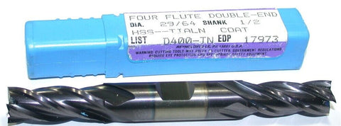 Niagara 17973 29/64" diameter TiAlN Coat 4 Flute Double End HSS End Mill New