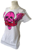 Bay Island Women's Cinderella Winged Skull Graphic White Shirt Size Large