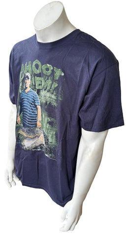 Anvil Men's Swamp People Choot 'Em Troy Landry Graphic Navy Shirt Size Large