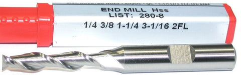 YG-1 Minicut 280-8 1/4" Diameter 3/8" Shank 2 Flute HSS End Mill New
