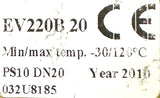 Unbranded EV220B20 Solenoid Valve 30°C Min Temp 120°C Max Temp PS10-DN20
