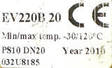 Unbranded EV220B20 Solenoid Valve 30°C Min Temp 120°C Max Temp PS10-DN20