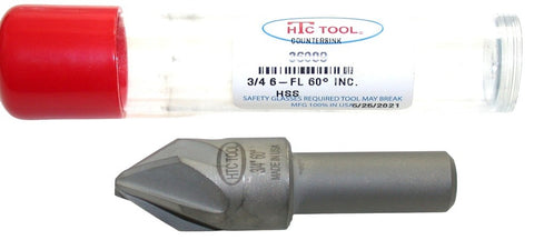 HTC 36009 3/4" Diameter 6 Flute Chatterless 60 Degree Countersink