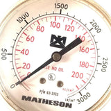 Matheson 8-580 Pressure Regulator 3000Psig Max W/ Gauge 63-3133 W/ Gauge 63-3112