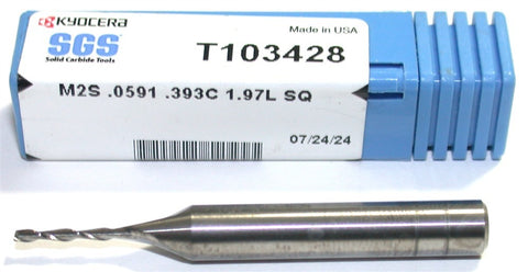 Kyocera T103428 .0591" Carbide Endmill 2FL 6mm Shank