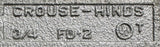 Crouse-Hinds FD-2 Condulet Single Gang Device Box 3/4" Hub w/ DS100G Cover