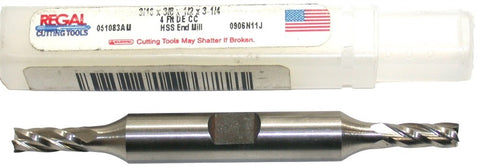 Regal 051083 3/16" Diameter 3/8" Shank 4 Flute Double End HSS End Mill