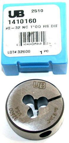 Union Butterfield 1410160 #8-32 NC HSS Adjustable Round Thread Die 1" OD