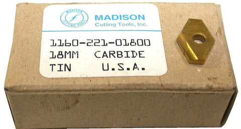 Madison Cutting Tools 1160-221-01800 18mm Carbide Spade Drill Inserts