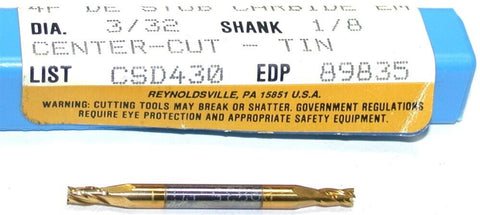 Niagara 89835 3/32" diameter TiN Coat 4 Flute Carbide Double end End Mill New