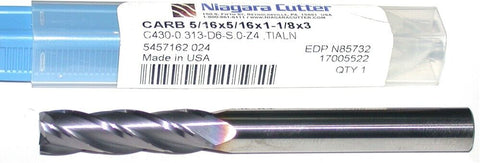 Niagara N85732 5/16" diameter 4 Flute TiAlN Coated Carbide End Mill New
