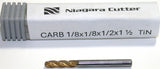 Niagara Carbide 1/4" 4 Flute TiN Coated Ball End Mill