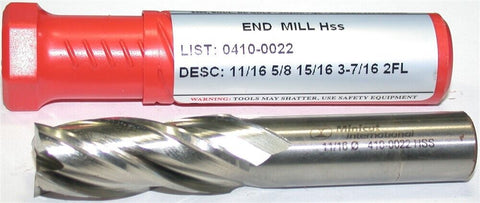 YG-1 Minicut 0410-0022 11/16" Diameter 5/8" Shank 4 Flute HSS End Mill New
