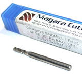 Niagara 55842 3/32" Diameter 1/8" Shank 4 Flute Carbide Ball End Mill