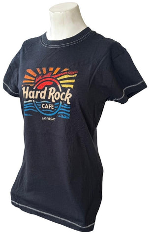Hard Rock Cafe Women's Las Vegas Navy Short Sleeve Shirt Size Medium