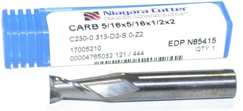 Niagara 1/4" diameter 2 Flute Carbide End Mill N85415 New