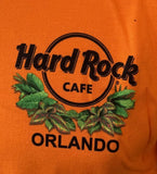 Hard Rock Cafe Men's Orlando Graphic Orange Short Sleeve Shirt Size Medium
