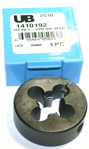 Union Butterfield 1410192 1/2"-20 NF HSS Adjustable Round Thread Die 1 1/2" OD