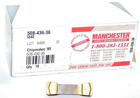 Lot of 10 New Manchester 508-436-36 M40 8MM TiN Coat Grooving Carbide Inserts