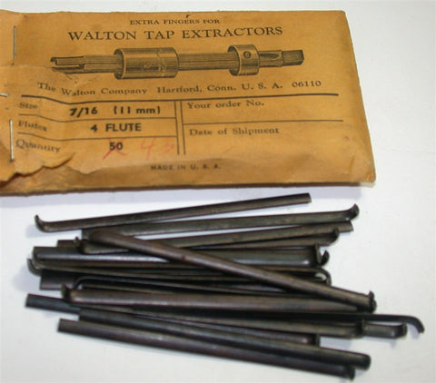 22 New Walton 12434 Spare Fingers for use with 10624 7/16" 4-Flute Tap Extractor