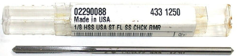 MSC 02290088 Chucking Reamer 1/8" Dia, 3-1/2" OAL, 7/8" Flute Length HSS