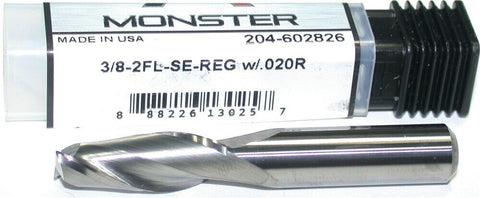 Monster 204-602826 3/8" diameter 3/8" Shank 2 Flute Carbide End Mill