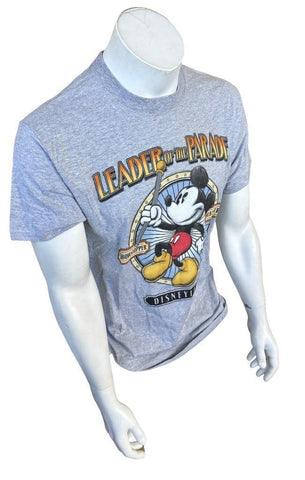 Disney Men's Mickey Mouse Leader of Parade Gray Short Sleeve Shirt Size Medium