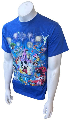 Hanes Men's Walt Disney World Graphic Blue Short Sleeve Shirt Size Medium