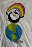 Anvil Youth Earth Day 2010 Penguin Graphic White Short Sleeve Shirt Size Small