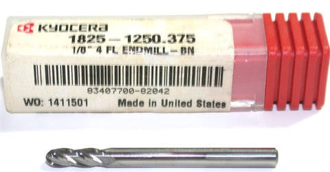 Kyocera 1825-1250.375 1/8" Carbide Ball Endmill 4FL 1/8" Shank New