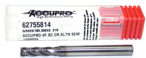 Accupro 62755814 5/32" Carbide ALTiN Coat Endmill 4FL 3/16" Shank New