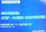 Seven Star THG1500-D AC/AC Converter 220/240V In W/Cord 110/120V Out W/Outlet
