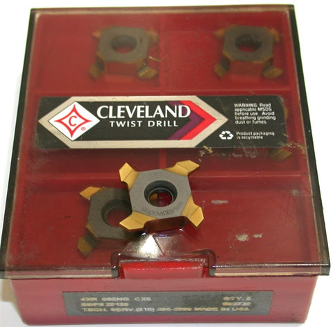 5 New Cleveland Carbide 1/16" Tin Coat Cut-off Inserts 4XR 062NG CX5