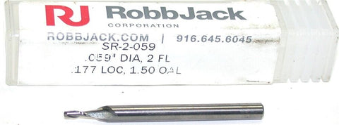 RobbJack SR-2-059 2-Flute Carbide .059" diameter 1/8" shank End Mill