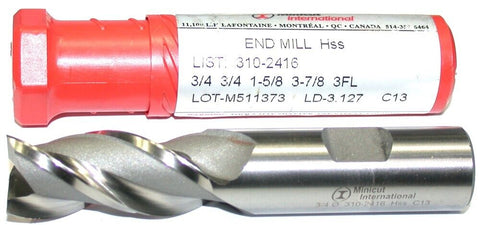 YG-1 Minicut 310-2416 3/4" Diameter 3/4" Shank 3 Flute HSS End Mill New