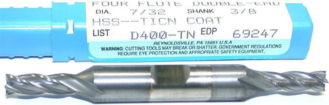 Niagara 69247 7/32" diameter Double End TiCN Coat 4 Flute HSS End Mill