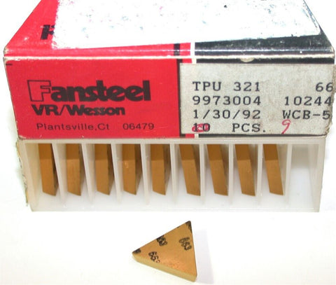 Lot of 10 Fansteel Wesson PTU 321 663 Indexable Carbide Turning Inserts New