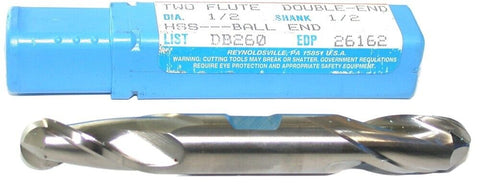Up to 2 New Niagara 26162 1/2" 1/2" Shank 2 Flute HSS Ball Double End Mill