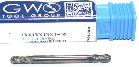 GWS 1/8" 1/8" Shank 4 Flute Double End Carbide Ball End Mill 5241250BN
