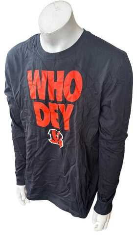 Nike Dri-Fit Men's Cincinnati Bengals Who Dey Black Long Sleeve Shirt Size Large