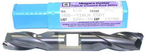 Niagara 19780 5/8" diameter 2 Flute Double End HSS TiAlN Coated End Mill New