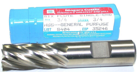 Niagara Cutter 35246 15/16" Diameter 3/4" Shank 4 Flute HSS End Mill New