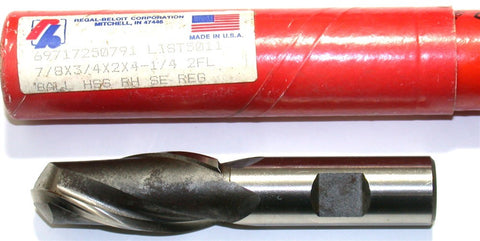 Regal Beloit 050791AM 7/8" (.875") Diameter 3/4" Shank 2 Flute HSS Ball End Mill