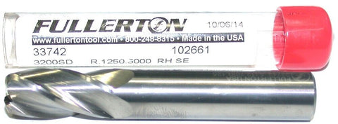 Fullerton 33742 1/2" Diameter 4 Flute .125R Solid Carbide End Mill New