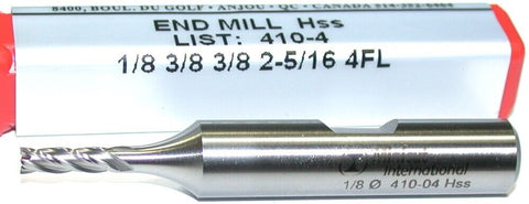 YG-1 Minicut 410-4 1/8" Diameter 3/8" Shank 4 Flute HSS End Mill New