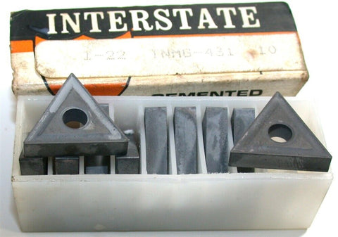Lot of 10 Interstate TNMG-431 I-22 Double Side Cemented Carbide Inserts